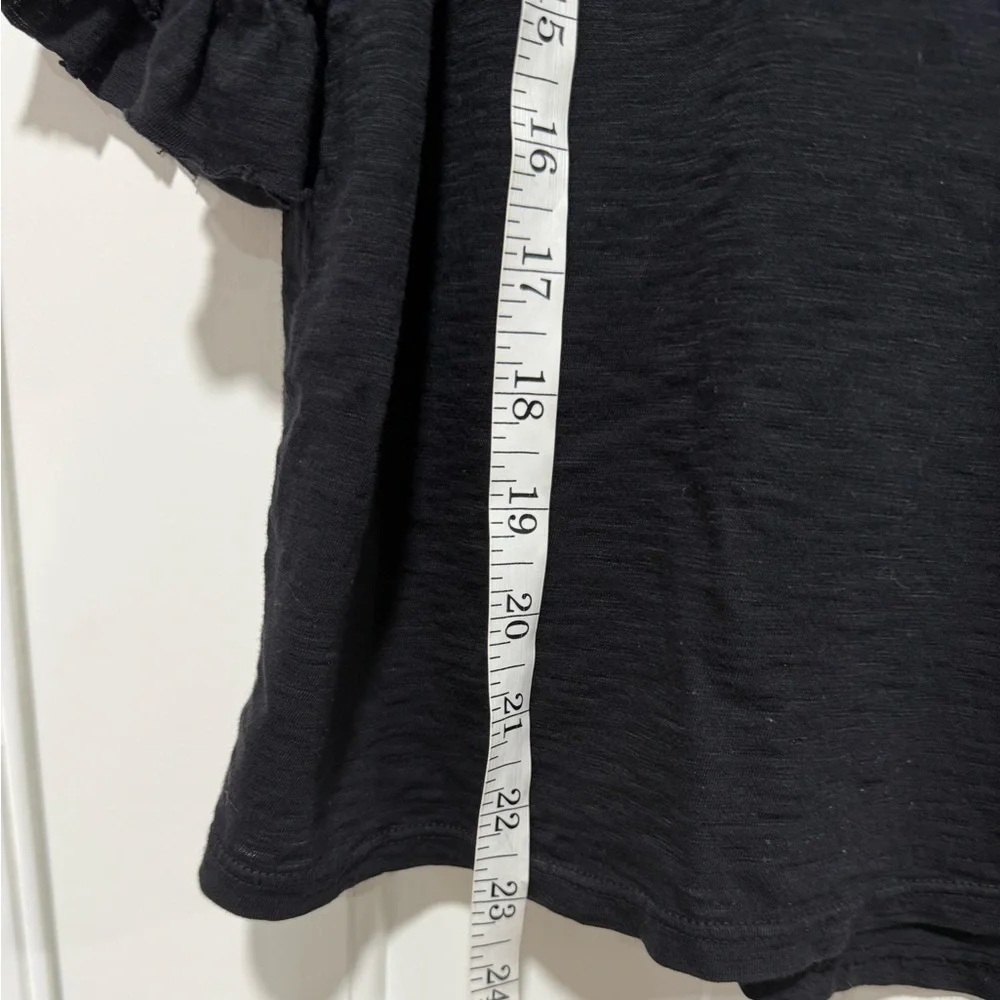 Anthropologie Michael Stars V Neck Supima Flutter Sleeve Black T-Shirt